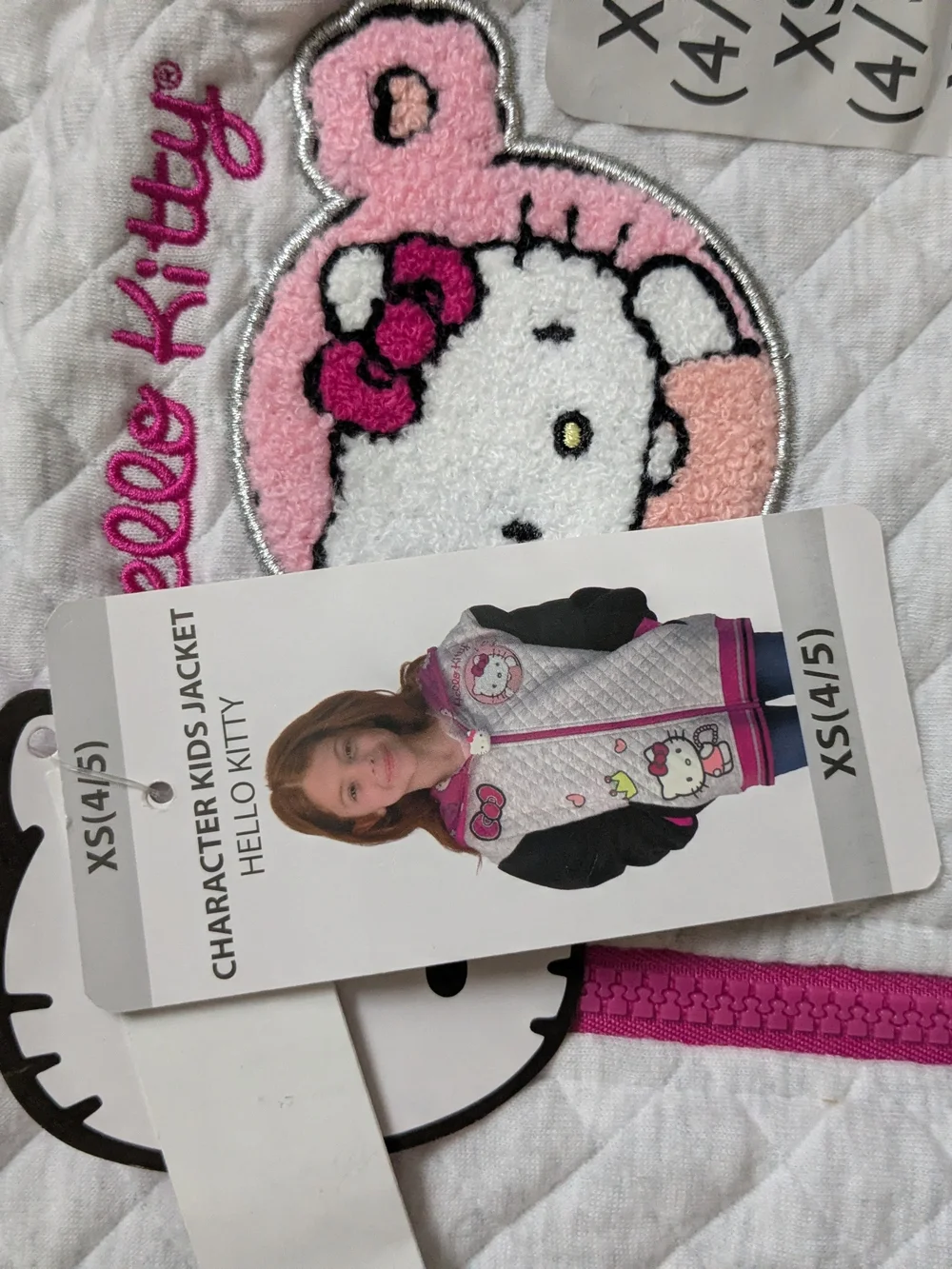 Hello Kitty Girls' Pink & White Quilted Hoodie Jacket